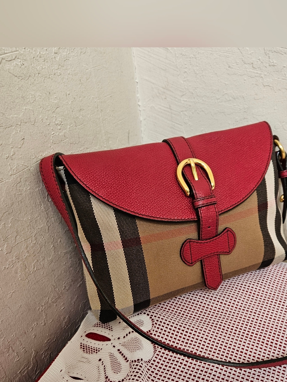 Burberry Small Canvas Leather Check Milton Shoulder Bag AUTHENTIC - Picture 2 of 16